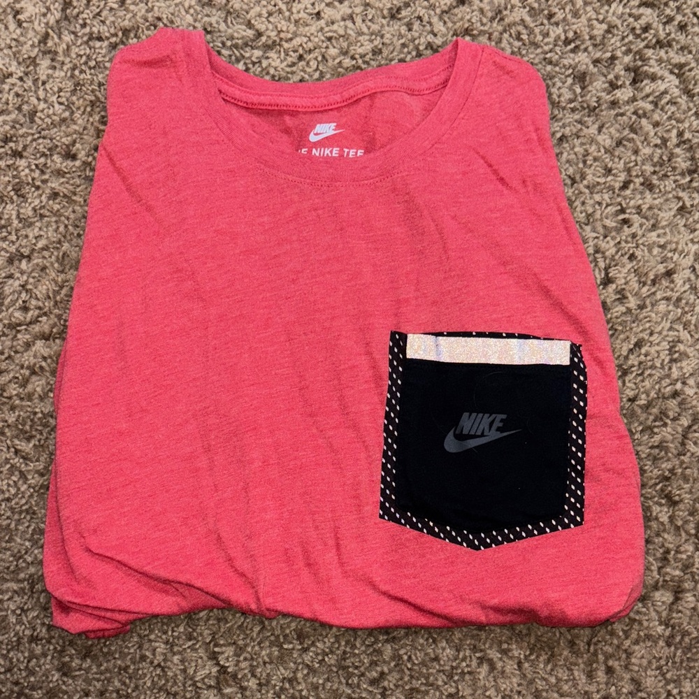 Nike Coral Tee with Black Accent Pocket